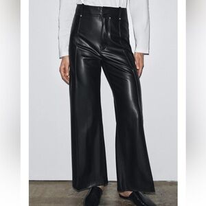 Zara Faux Leather tailored wide leg pants women’s US6 EU38